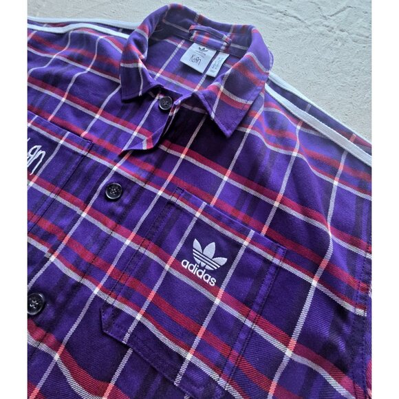 NWOT Authentic Men's Adidas x Korn Heavy Duty Plaid Flannel Overshirt (M) - Picture 3 of 16